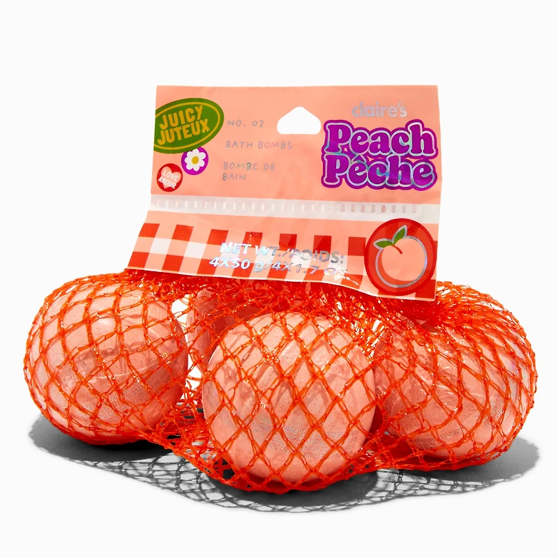Peach Fruit Bag Bath Bombs - 4 Pack