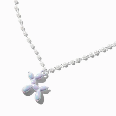 Iridescent Balloon Animal Pearl Chain Pendant Necklace
