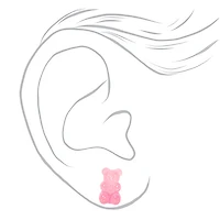 Pink 0.5" Gummy Bears® Glow In The Dark Stud Earrings