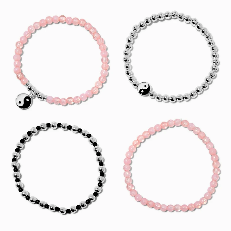 Pink Yin Yang Stretch Bracelets - 4 Pack