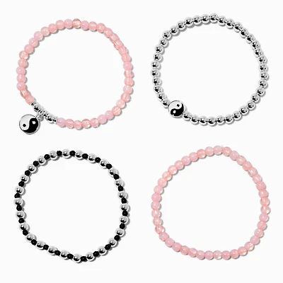 Pink Yin Yang Stretch Bracelets - 4 Pack