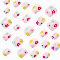 Multicolored Daisy Square Press On Faux Nail Set - 24 Pack