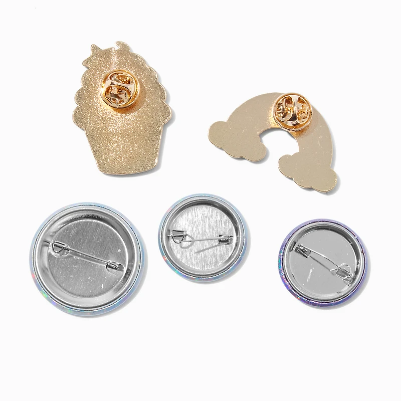 Rainbow Round Button & Pin Set - 5 Pack