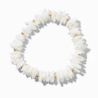 White Stacked Shell Stretch Bracelet