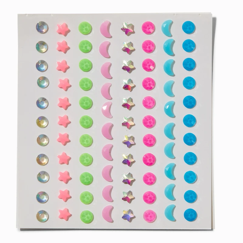 Glow in the Dark Hair Gems - 80 Pack