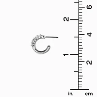 Silver-tone Cubic Zirconia Leaf Earring Stackables - 3 Pack