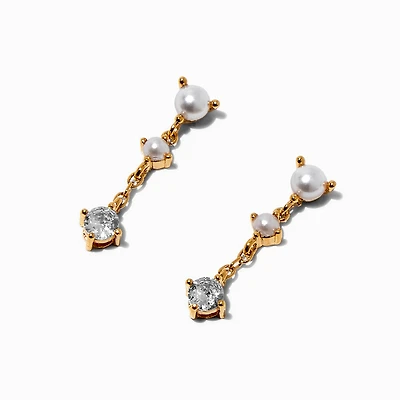 C LUXE by Claire's 18kt Gold Plated Cubic Zirconia Opal Pearl Micro Drop Earrings