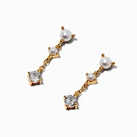C LUXE by Claire's 18kt Gold Plated Cubic Zirconia Opal Pearl Micro Drop Earrings