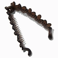 Matte Black Flower Banana Hair Claw Clip