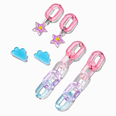 Lucite Dream Chain Earring Stackables Set - 3 Pack