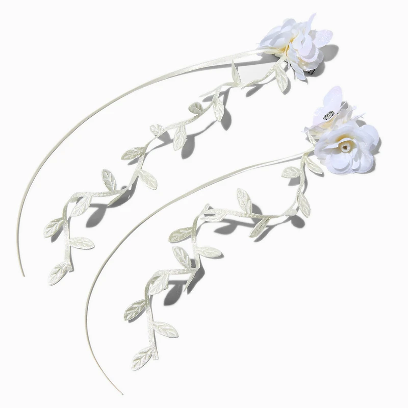 White Flower Hair Clips - 2 Pack