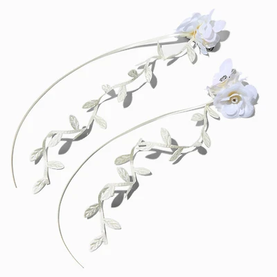 White Flower Hair Clips - 2 Pack