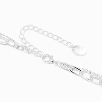 Silver Crystal & Paperclip Chain Multi-Strand Necklace