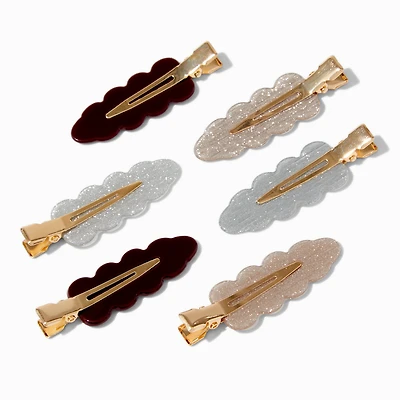 Glitter Neutrals No Crease Hair Styling Clips - 6 Pack