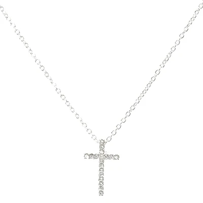 Silver Embellished Cross Pendant Necklace