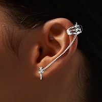 Silver-tone Dagger & Ear Cuff Connector Earring