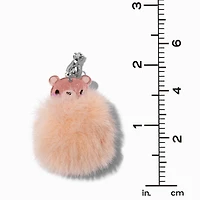 Brown Bear Pom Pom 1.5" Clip-On Drop Earrings