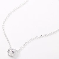 Silver-tone Cubic Zirconia 6mm Pendant Necklace