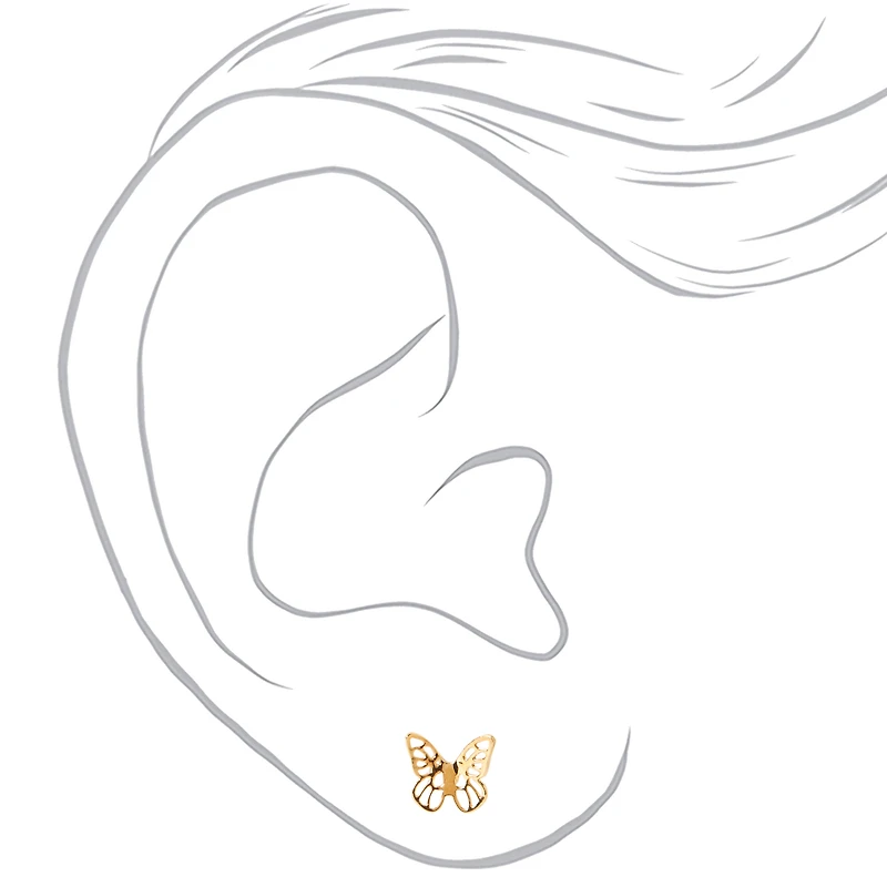 C LUXE by Claire's 18kt Gold Plated Butterfly Stud Earrings