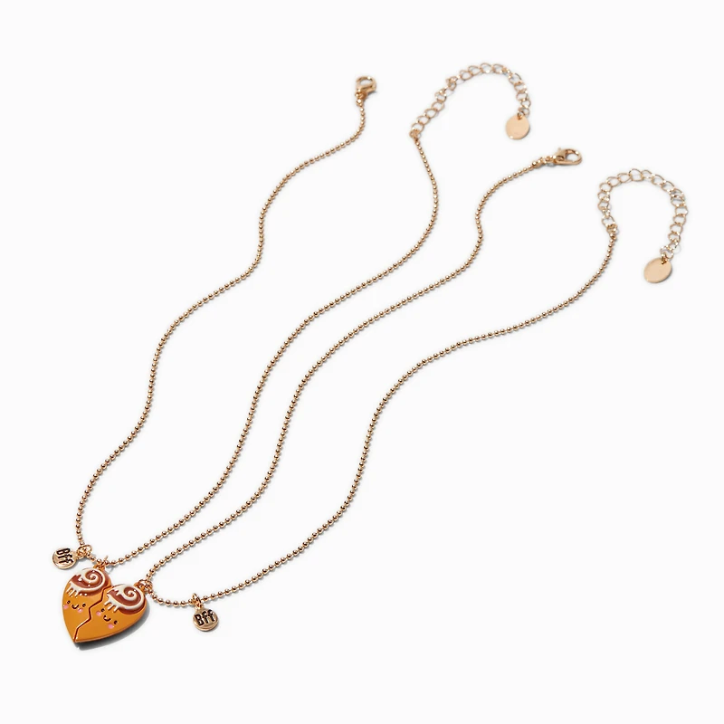 Best Friends Cinnamon Roll Heart Pendant Necklaces - 2 Pack