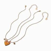 Best Friends Cinnamon Roll Heart Pendant Necklaces - 2 Pack