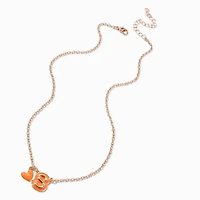 Orange Bubble Initial Heart Pendant Necklace