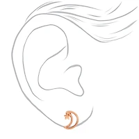 18K Rose Gold Plated Cutout Moon & Star Stud Earrings