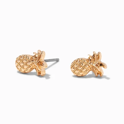 Gold-tone Pineapple Stud Earrings
