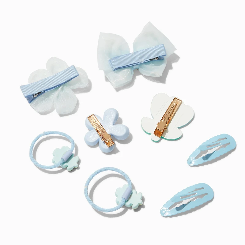 Claire's Club Blue Daisy Mixed Hair Clip Set - 8 Pack