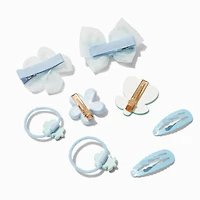 Claire's Club Blue Daisy Mixed Hair Clip Set - 8 Pack