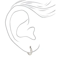 Silver-tone 15mm Braided Double Hoop Earrings