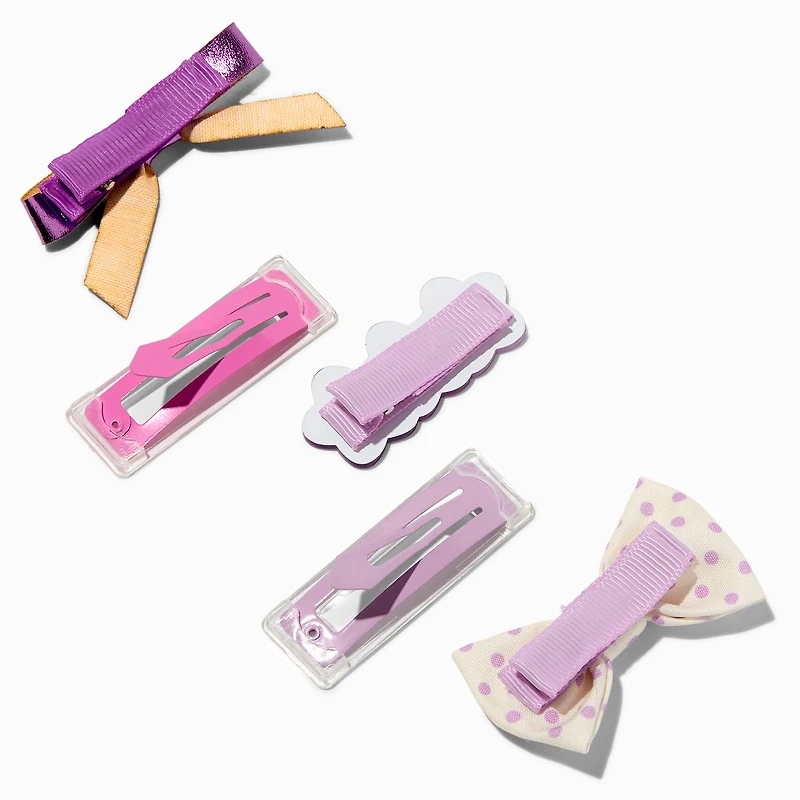 Claire's Club Purple Bow Mixed Hair Clips - 5 Pack