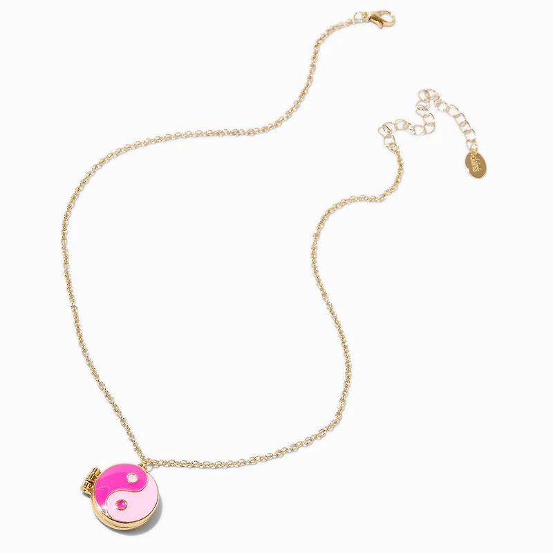Pink Yin Yang Locket Pendant Necklace