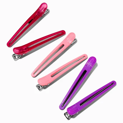 Mixed Purple Beak Styling Hair Clips - 6 Pack