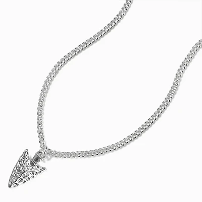 Silver-tone Hammered Arrowhead Pendant Necklace 