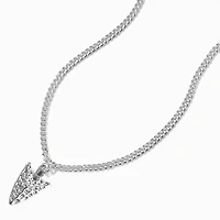 Silver-tone Hammered Arrowhead Pendant Necklace 