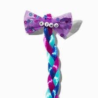 Claire's Club ''Kind'' Jewel Tone Bow Braid Faux Hair Clip