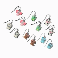 Fuzzy Animal 0.5" Drop Earrings - 6 Pack