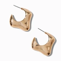 Gold-tone Wide Melty Hoop Earrings
