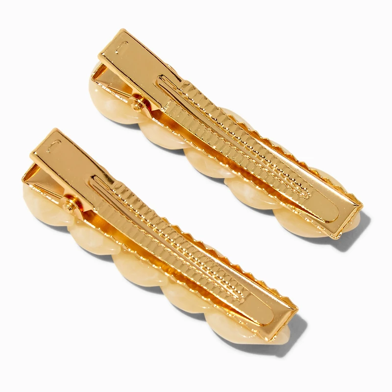 Ivory Chain Hair Barrette Clips - 2 Pack