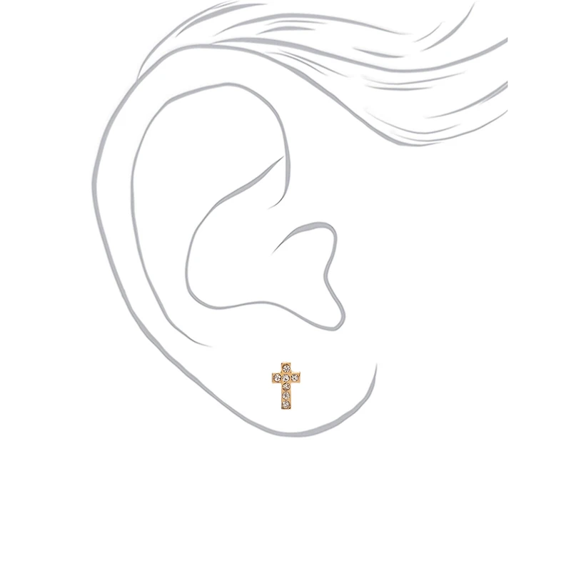 C LUXE by Claire's 18kt Gold Plated Crystal Cross Stud Earrings