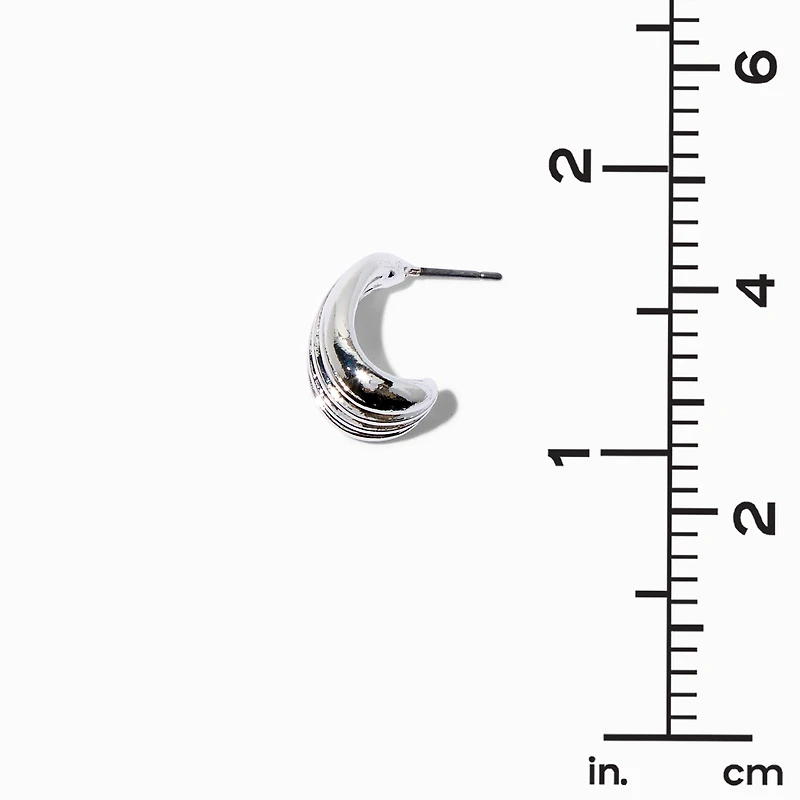 Silver-tone Illusion Bean Stud Earrings