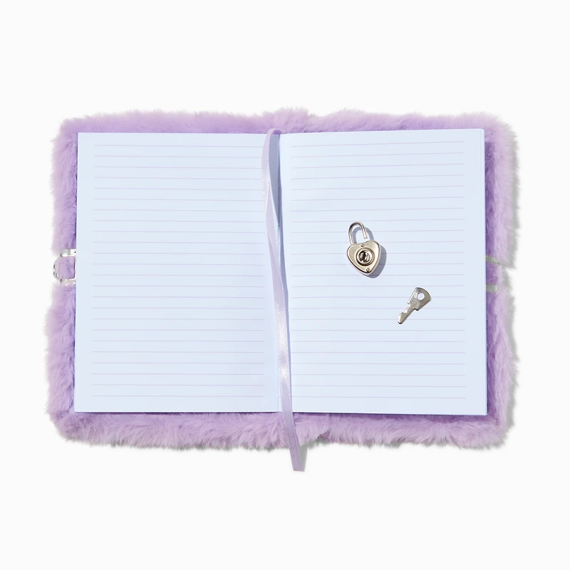 Bling Star Purple Furry Lock Diary