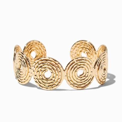 Gold-tone Swirl Disc Cuff Bracelet