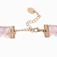 Pink Lace Bow Choker Necklace 