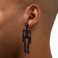 Black Glitter Skeleton Drop Earrings