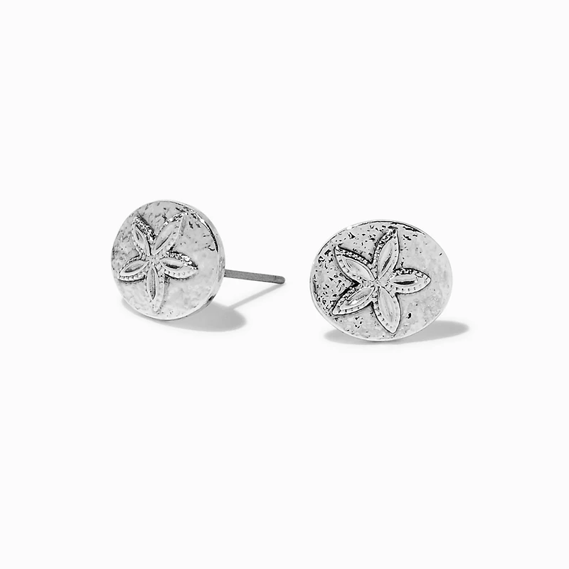 Silver-tone Sand Dollars Stud Earrings