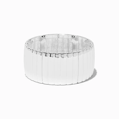 Silver-tone Thick Ribbed Stretch Bracelet 