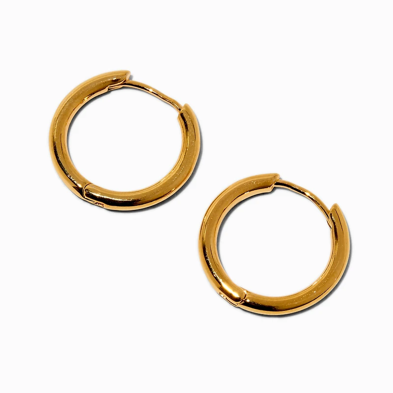 C LUXE by Claire's 18kt Gold Plated 15mm Clicker Hoop Earrings