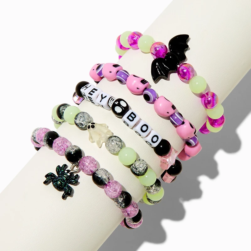 Halloween Creepville Glow in the Dark Beaded Stretch Bracelets - 5 Pack